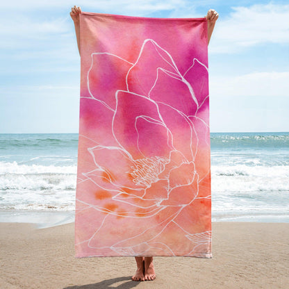 Strandhandtuch | Pink Lotus | Christine Wagner - Strandhandtuch - Christine Wagner Studio