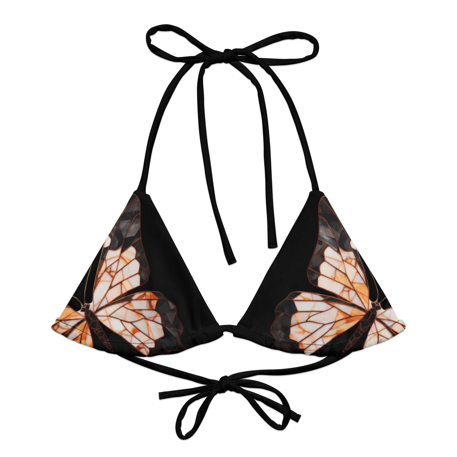 Triangel - Bikini Oberteil | Vintage Butterfly - Recycelt | Schwarz - Bikini - Christine Wagner Studio